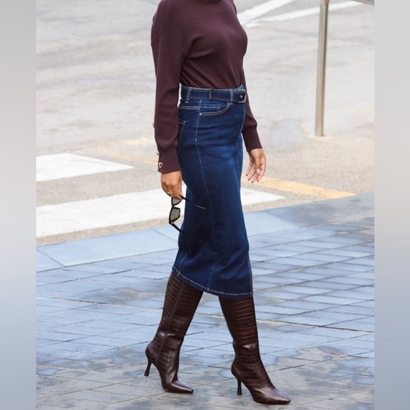 NEW! MARC FISHER Womens Hallie Leather Heels Dress Boots Dark Brown Leather - Picture 3 of 8